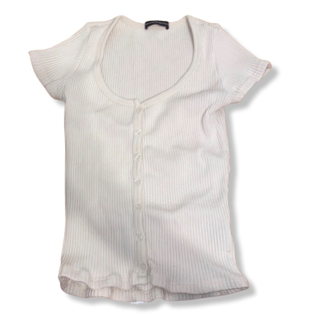 Brandy Melville Crème Ribbed Top